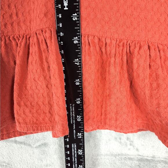 Womens Top Medium Boho Chic Retro Peasant Eyelet Trim Ruffles Feminine Gauzy - Picture 5 of 8